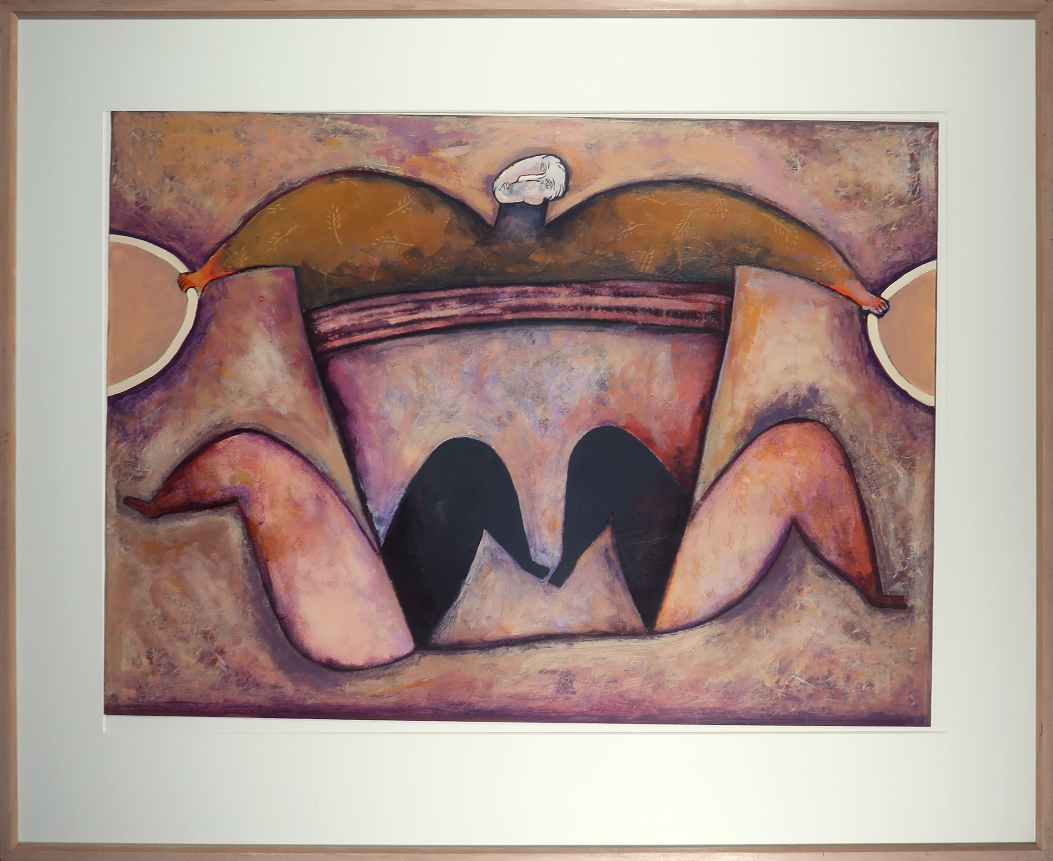 Petrie Klinckhamers - Acryl op papier, Figuur - Ingelijst (Groot) verkocht voor € 60!