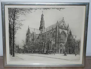 Johannes Josseaud - Grote Kerk Haarlem - mooi formaat ets kopen? Bied vanaf 60!