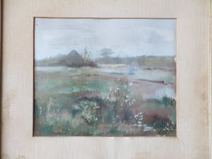 Niet of onleesbaar gesigneerd - Duinlandschap met boerderij - Monogram WR kopen? Bied vanaf 1!