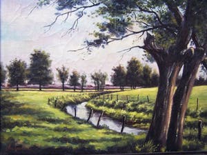 Joseph Gregoire - Landschap met beek en wilgen. kopen? Bied vanaf 40!