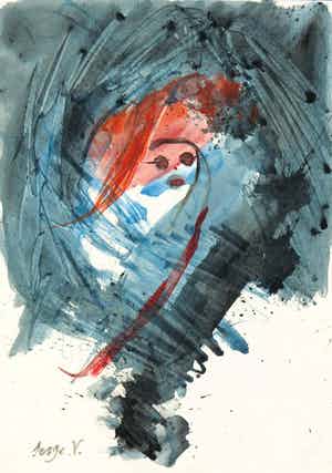 Serge Vandercam - Aquarel, Figuur verkocht voor € 275!