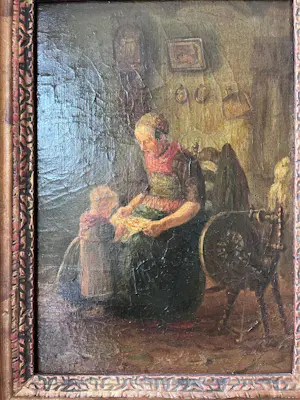 Jan de Jong - Boerin met kind in een keuken kopen? Bied vanaf 175!