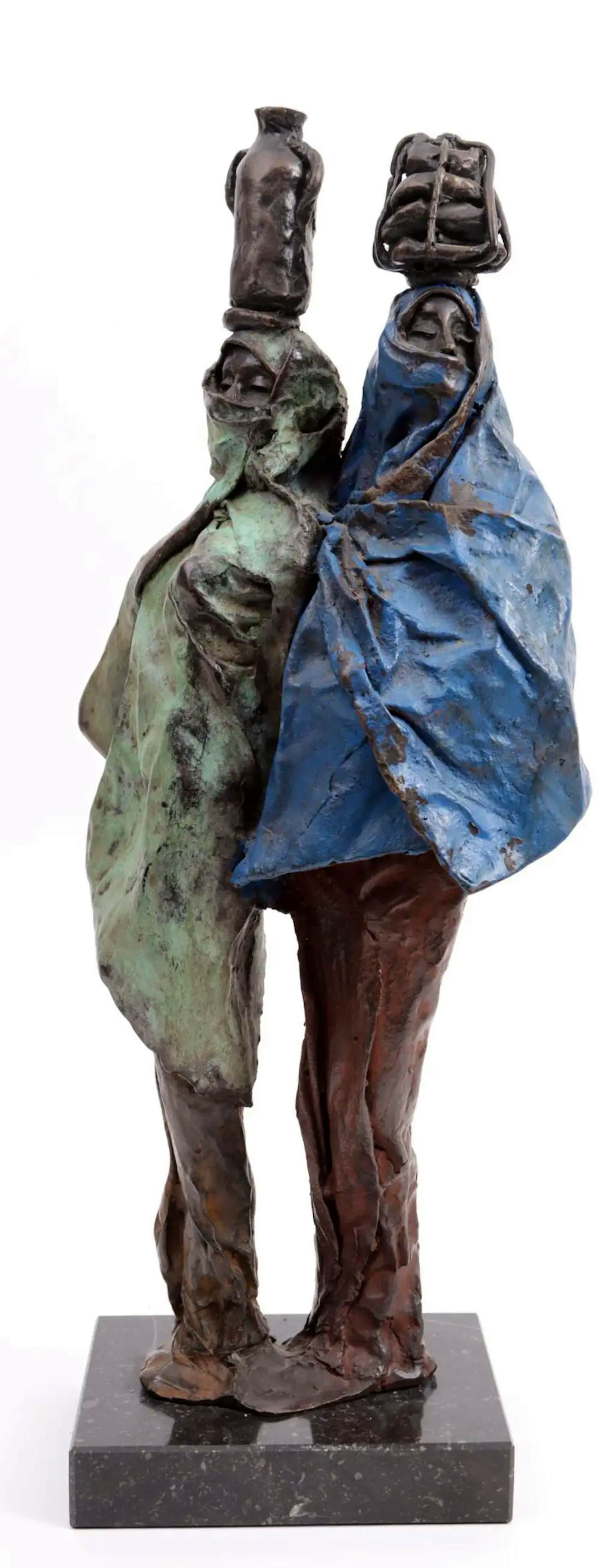 Marianne Houtkamp - Gepolychromeerde bronzen sculptuur: "naar de markt " - 2000 kopen? Bied vanaf 795!