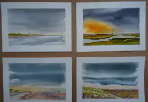 Franklin Meijer - Terschelling - 4 x aquarel studies vendu pour 51€ !