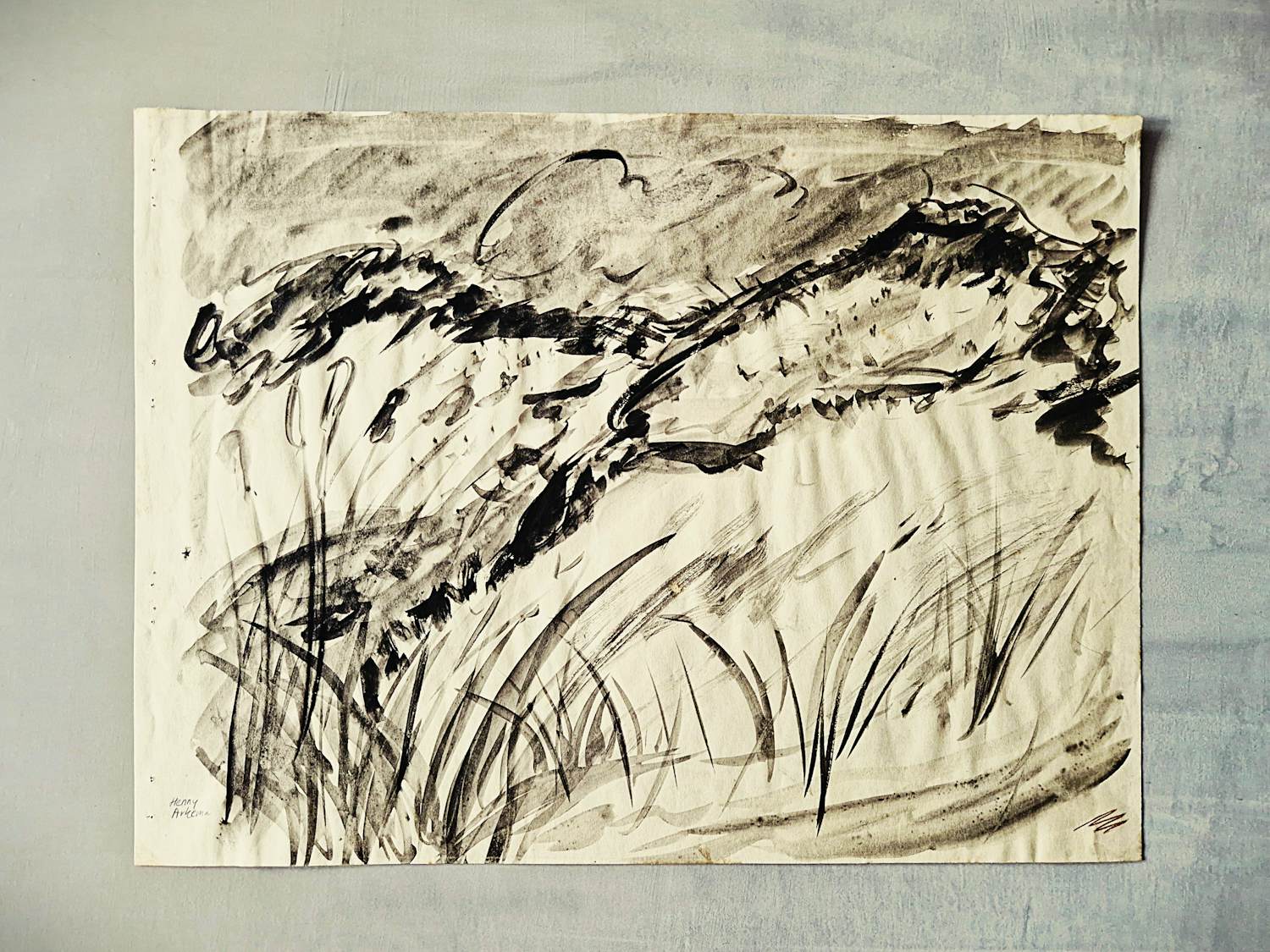 Henny Arkema-Niezen - Groninger Ploeg - Gouache/Oostindische inkt - Gronings landschap - gesigneerd kopen? Bied vanaf 34!