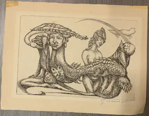 Buy Fredericus Johannes van der Waal - Fredericus Johannes van der Waals(1897-1986)-Ets-Surrealistisch1-Gesigneerd-1968? Bid from 30!