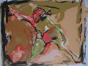 Yvonne van Eyden - Leunend Figuur - gesigneerde zeefdruk - 1987 kopen? Bied vanaf 20!