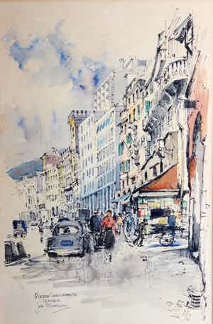 Jan Korthals - Piazza Caricamento Genova verkocht voor € 120!