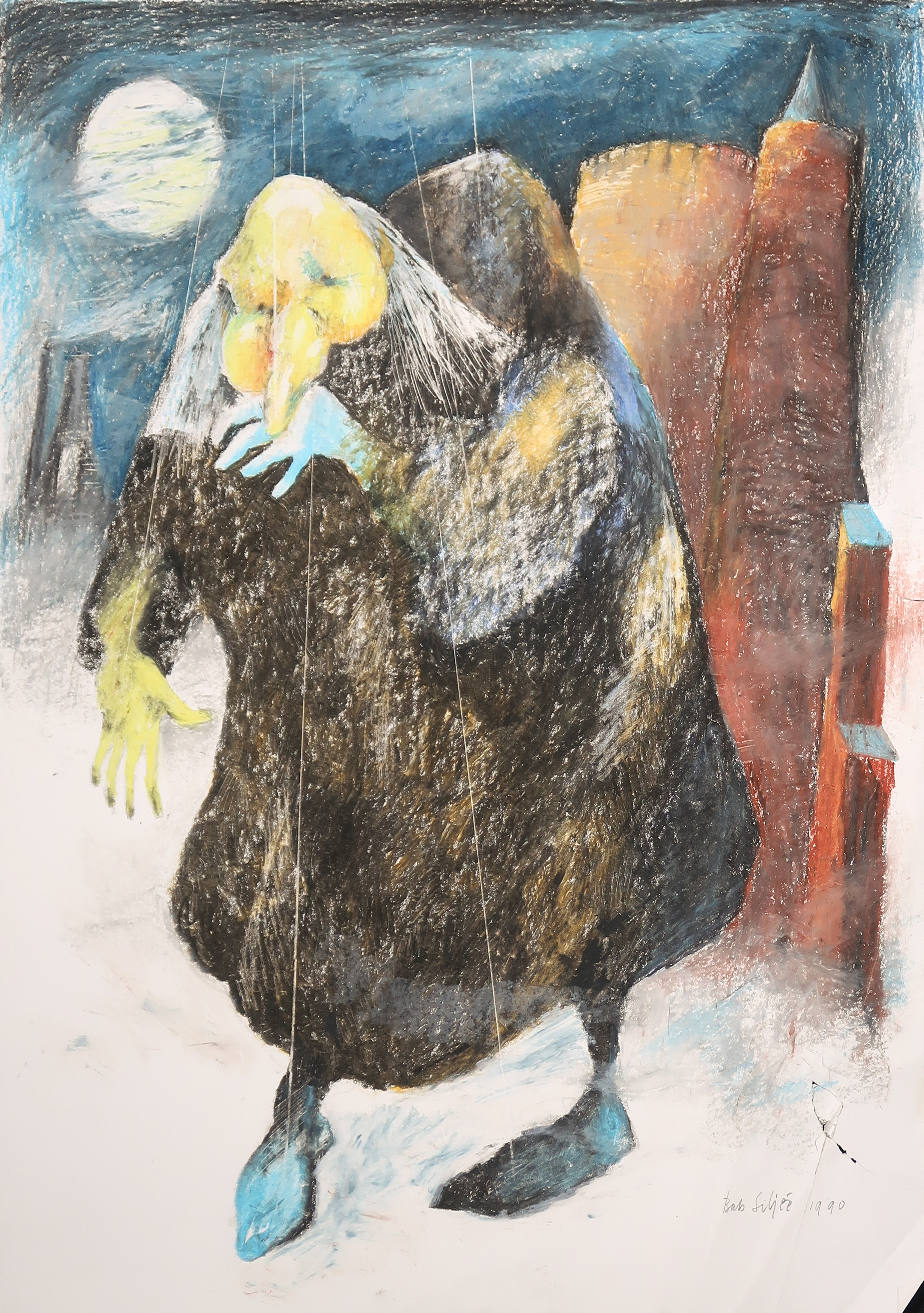 Bab Siljee - Pastel krijt op papier, Avond wandeling kopen? Bied vanaf 1!