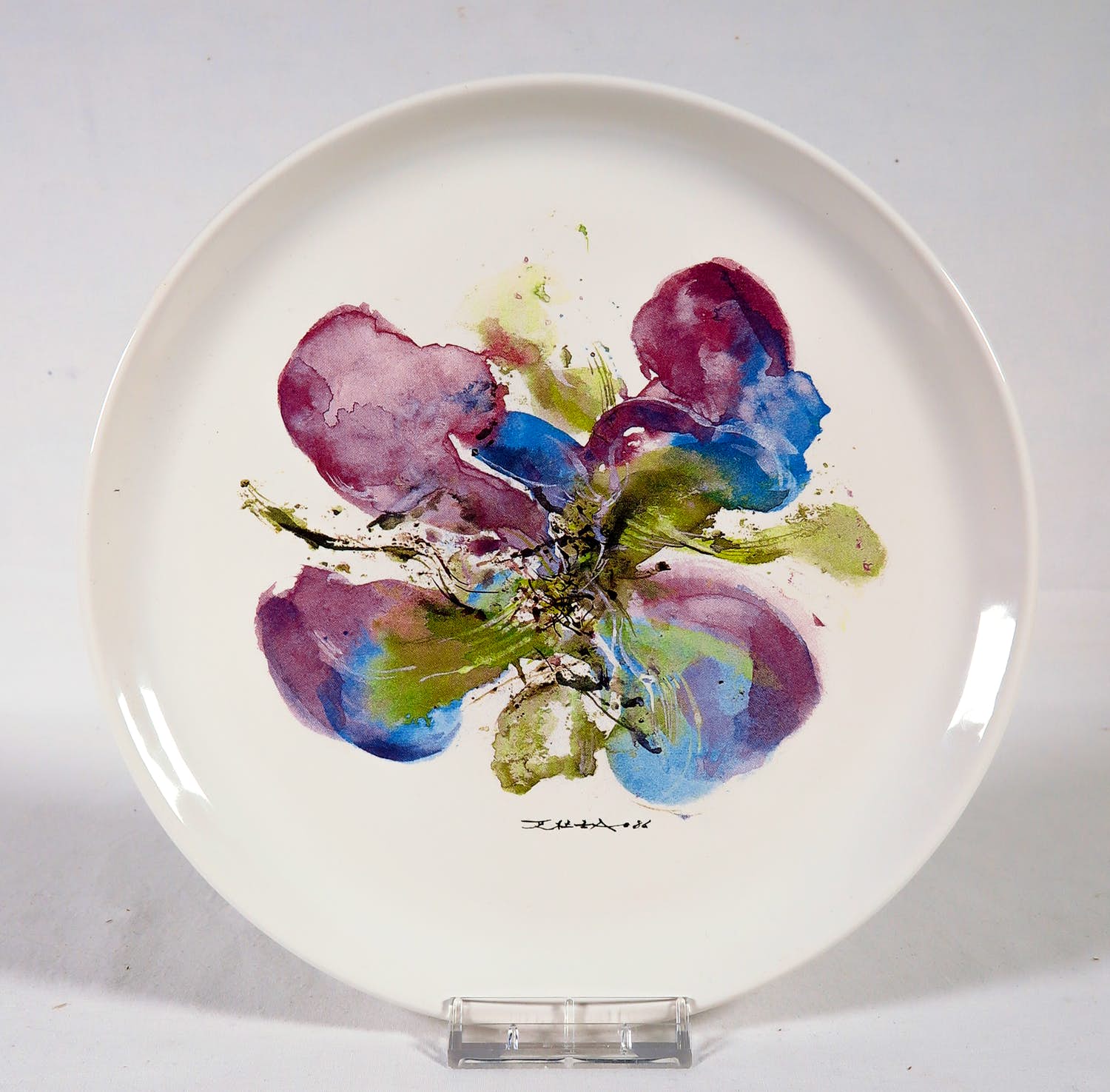 Zao Wou-Ki - Porseleinen bord door Atelier de Segries - L'orchidée verkocht voor € 1!