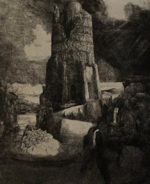 Willem Nijs - Ets: Uitzicht op een ruineuze stad met tempels kopen? Bied vanaf 60!