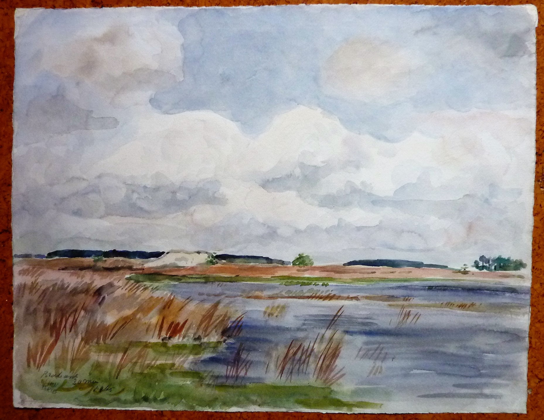 Han Krug - Grote aquarel "Brabant" 1965 verkocht voor € 50!
