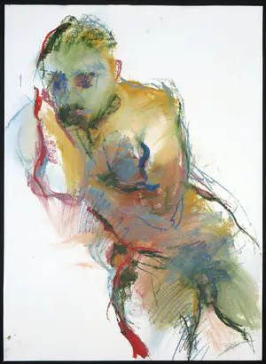 Franscz Witte - Gemengde techniek op papier, Mannelijk naakt kopen? Bied vanaf 1!