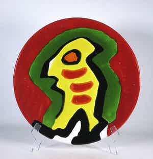 Karel Appel - Wandbord van geglazuurd keramiek, Zonder titel verkocht voor € 1500!