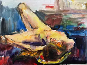 Bob ten Hoope - liggend naakt - opgeplakte aquarel kopen? Bied vanaf 75!