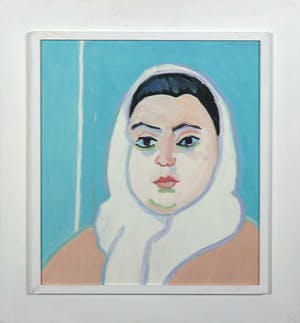 Paul Overhaus - Olieverf op hardboard, Vrouw met hoofddoek - Ingelijst kopen? Bied vanaf 50!