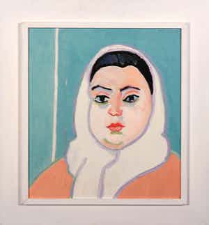 Paul Overhaus - Olieverf op hardboard, Vrouw met hoofddoek - Ingelijst verkocht voor € 50!