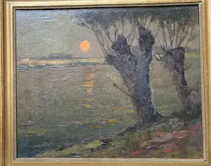 Herman Broeckaert - Landschap met knotwilgen in de avondzon kopen? Bied vanaf 89!