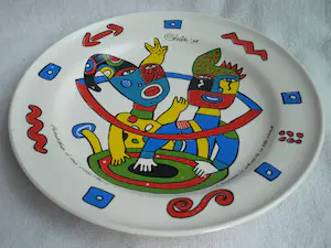 Clemens Briels - Wandbord , Schaal , Friendship is the Vehicle… - Ø 37 cm - 1998 kopen? Bied vanaf 1!