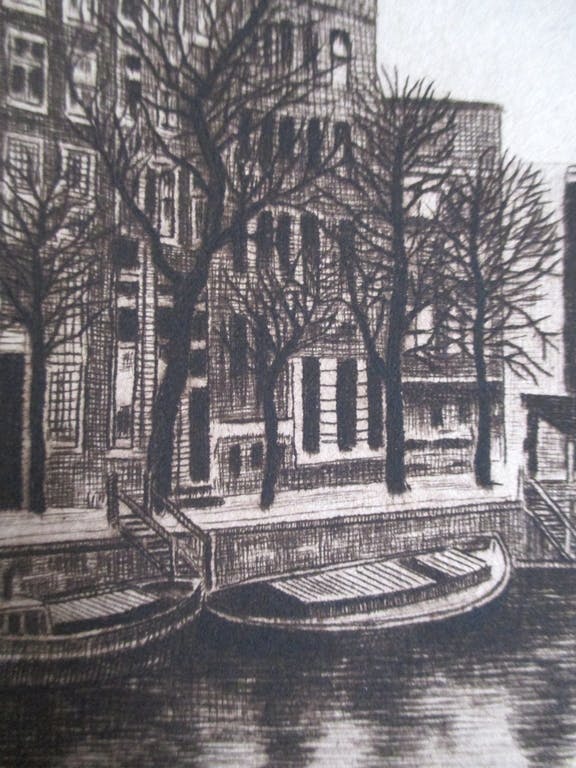 Niet of onleesbaar gesigneerd -  gesigneerde ets Schreierstoren Amsterdam kopen? Bied vanaf 1!