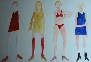 Vanessa Beecroft - Collage en acrylverf , Jonge vrouwen 1 – ingelijst, 94 x 134 cm - 1993 kaufen? Bieten Sie von 750!
