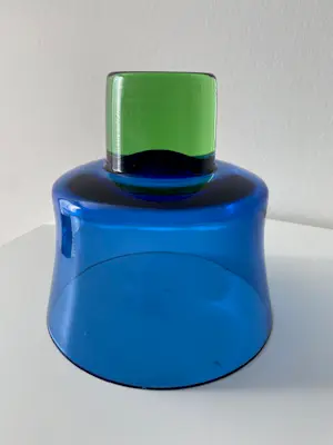 Bo Borgstrom - Prachtige Scandinavische glazen vaas / schaal in blauw en groen / Aseda Sweden. kopen? Bied vanaf 49!