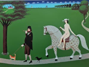 Willem Westbroek - Walking the cat ' Portait of the mayor André van der Louw met naakte vrouw kopen? Bied vanaf 50!