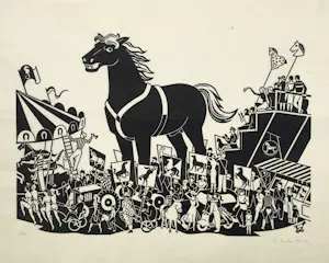 Gerd Arntz - Het grote paard - Verborgen leiders - 1955/1986 kopen? Bied vanaf 250!