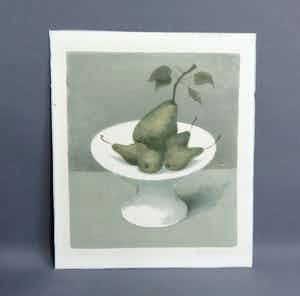 Mart Kempers - (1924-1993) Stilleven met fruitschaal peren. verkocht voor € 50!