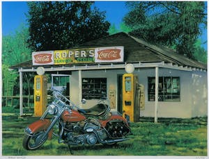 Araun Gordijn - Zeefdruk, Harley Davidson - Ingelijst kopen? Bied vanaf 35!