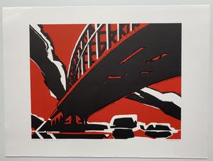 Thijs Buit - kleurenzeefdruk - 'Oude Ijsselbrug' - 1992 (EIGEN DRUK) kopen? Bied vanaf 80!