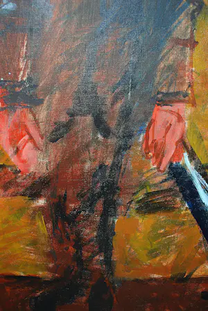 Leen Kriens - De trein van 5.27 - groot schilderij: olieverf op doek 1978 kopen? Bied vanaf 250!