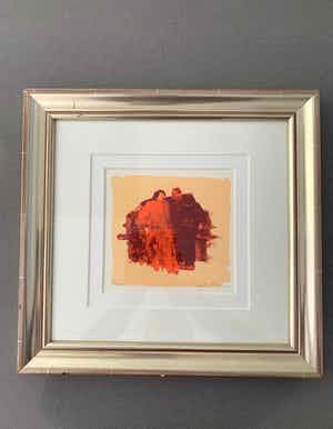 Wil Willemsen - Willemsen, Wil | 'Koppel', zeefdruk, 262/500, 40x42 cm inclusief lijst verkocht voor € 55!