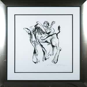 Henk Vierveijzer - Houtskool, Zonder titel - Ingelijst verkocht voor € 100!