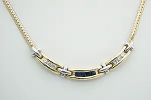 21- Fraai 14krt bicolor goud en ca. 0.30ct diamanten halssieraad kopen? Bied vanaf 630!