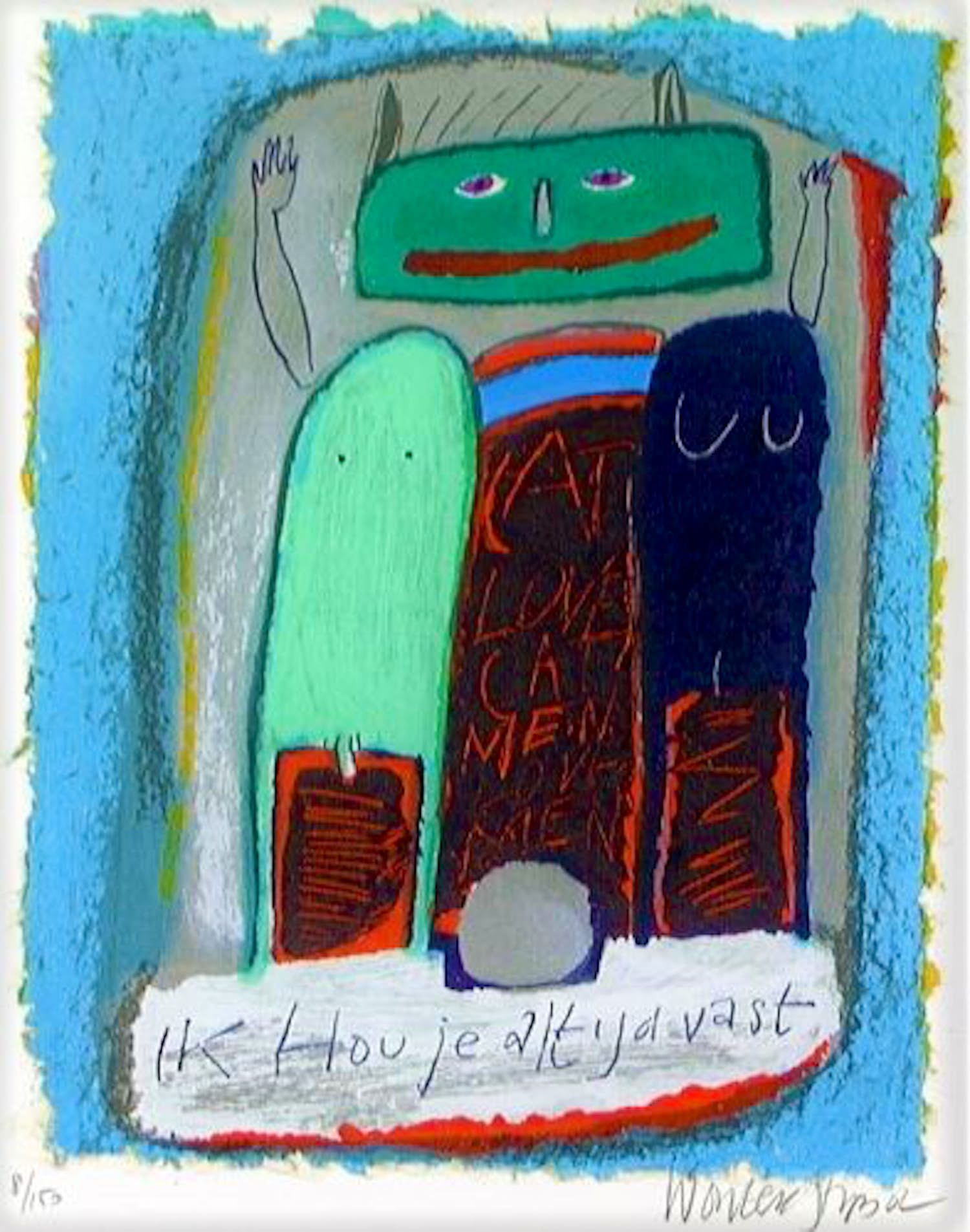 Wouter Stips - Kleurenzeefdruk IK HOU JE ALTIJD VAST verkocht voor € 75!