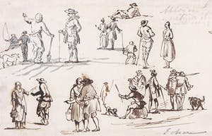 Niet of onleesbaar gesigneerd - Inkttekening, Figuren in historische kleding kopen? Bied vanaf 1!