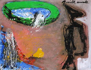 Guillaume Lo-A-Njoe - Olieverf op papier, Abstracte compositie - Ingelijst kopen? Bied vanaf 150!