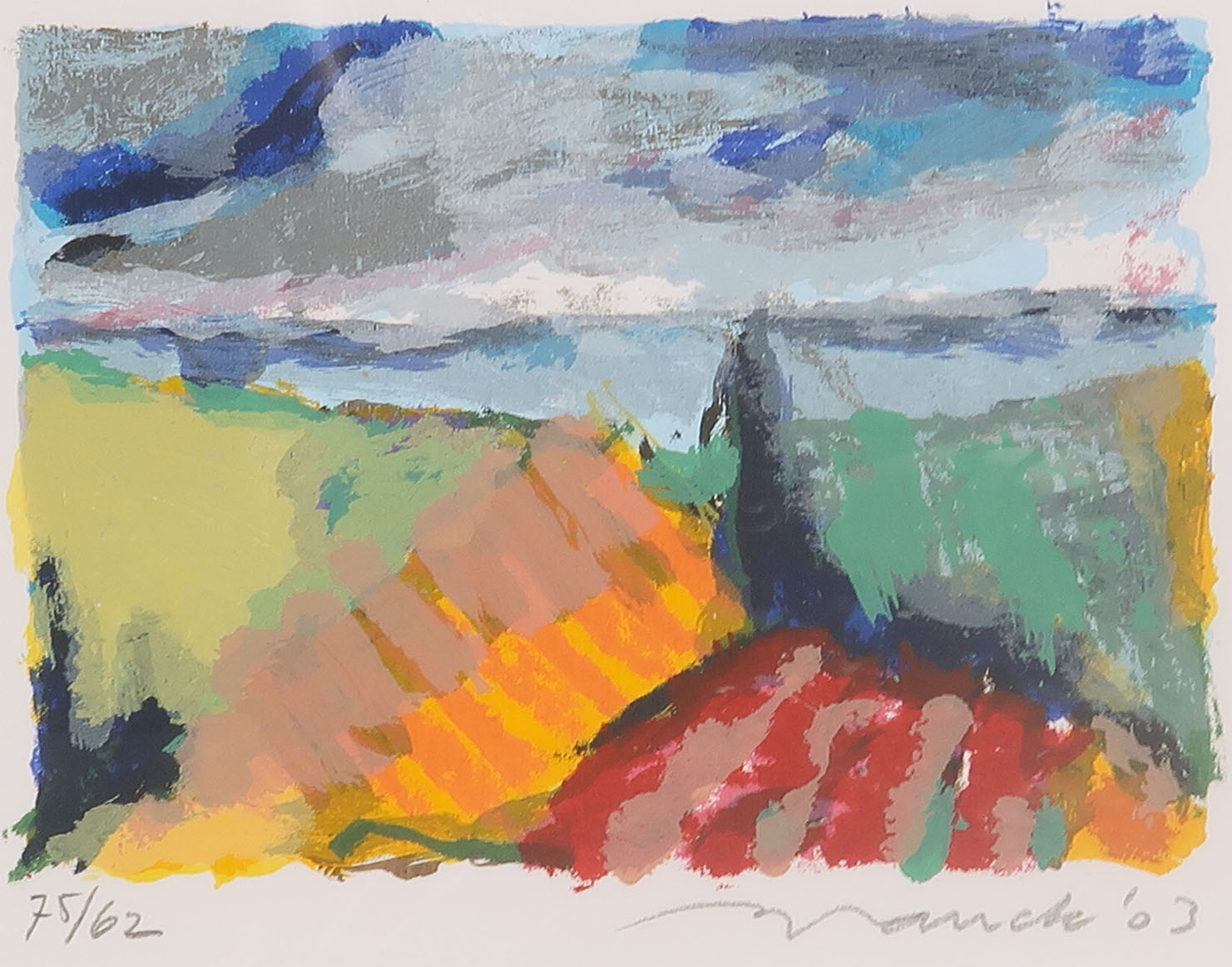 Willem Brauck - Zeefdruk, Landschap IV - Ingelijst kopen? Bied vanaf 20!