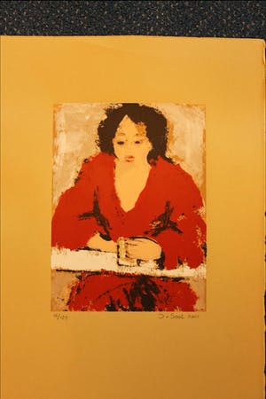 Jose van Gool - Lezende dame in rode jurk kopen? Bied vanaf 35!