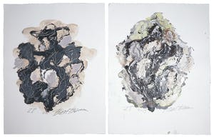 Bert Braam - Gemengde techniek op papier, Lot van twee abstracte composities kopen? Bied vanaf 1!