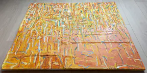 Theo Kuijpers - Australia, olieverf en collage op doek kopen? Bied vanaf 1000!