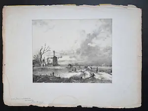 Isaac Israels - e.a. - Naaister in de duinen - 2 antieke steendrukken kopen? Bied vanaf 50!