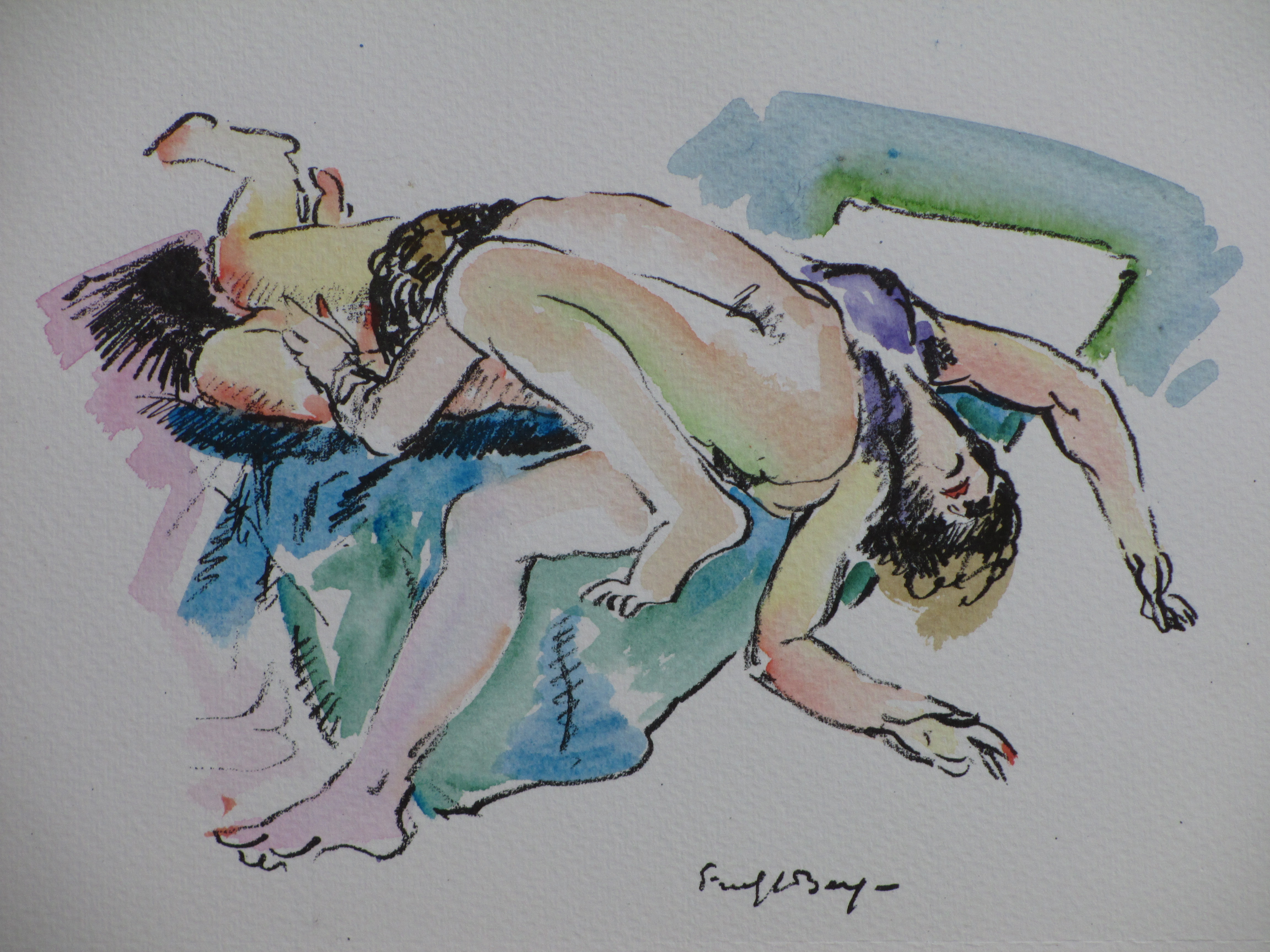 Freek van den Berg - Vriendinnen - Handingekleurde litho sold for € 40!
