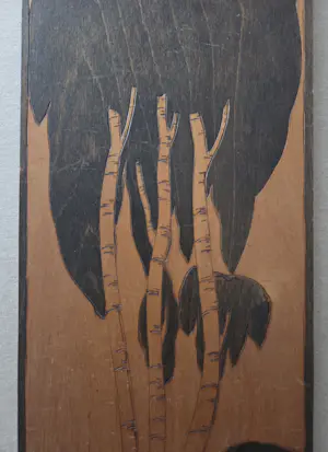 Jan Schonk - Houtsnijwerk. Bomen. Berken. Monogram. kopen? Bied vanaf 79!