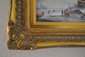 Niet of onleesbaar gesigneerd - Hollands winterlandschap - Olieverf op paneel - Gesigneerd kopen? Bied vanaf 10!