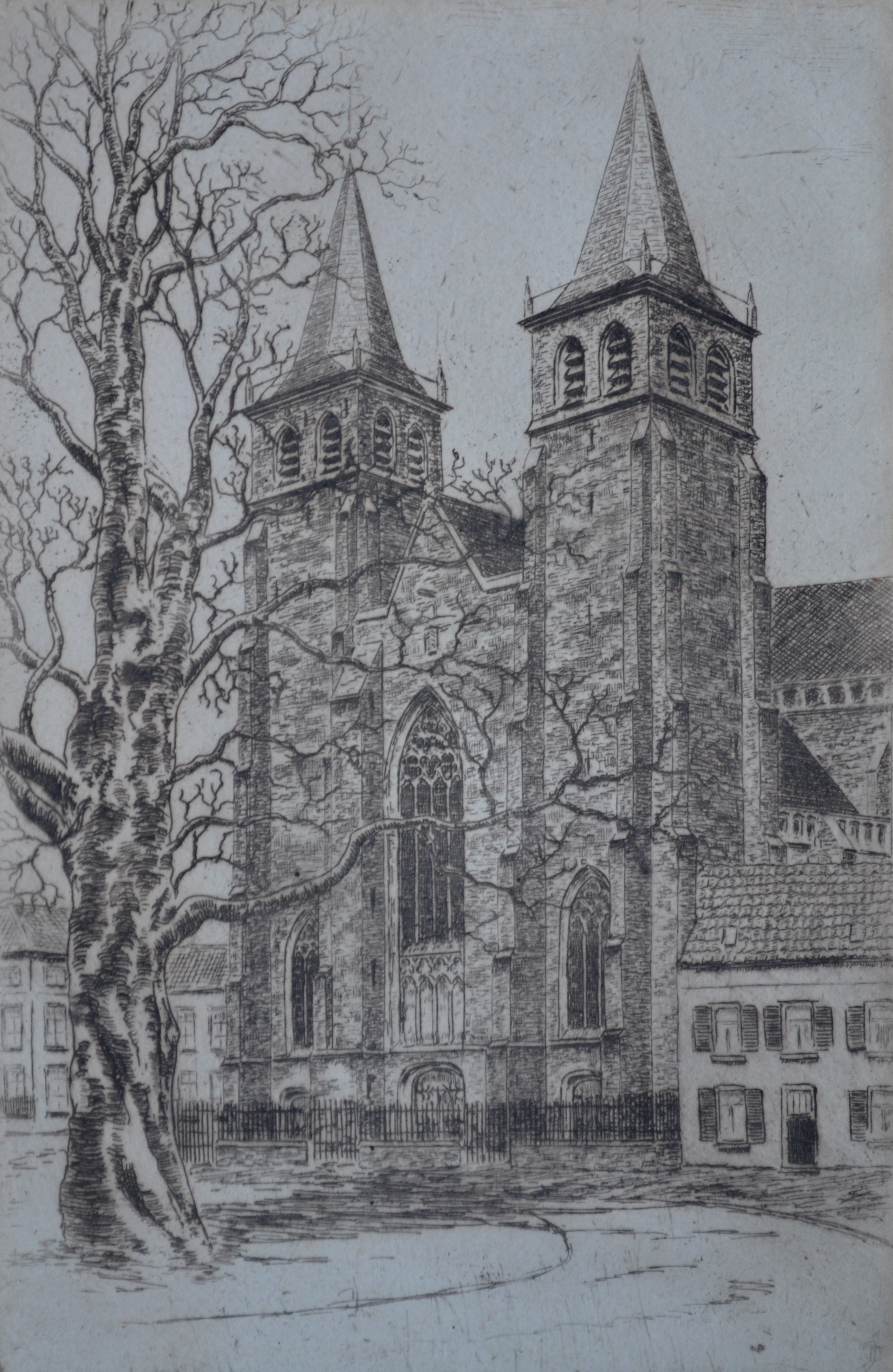 Jan Disselsma - Ets - Sint Walburgiskerk te Arnhem - handgesigneerd kopen? Bied vanaf 1!