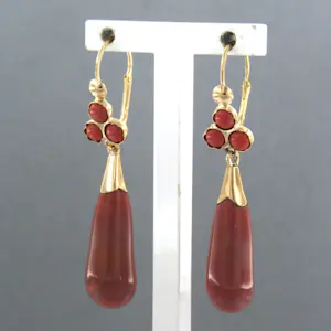 14k geel gouden oorhangers bezet met agaat kopen? Bied vanaf 230!