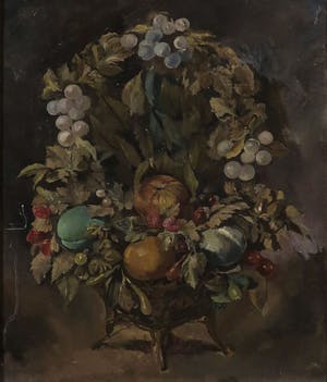 Niet of onleesbaar gesigneerd - Olieverf op doek, Stilleven met fruit en bloemen - Ingelijst kopen? Bied vanaf 10!