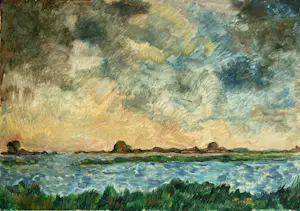 Jan Dekker - olieverf op hardboard - landschap - gesigneerd - zonder lijst kopen? Bied vanaf 70!